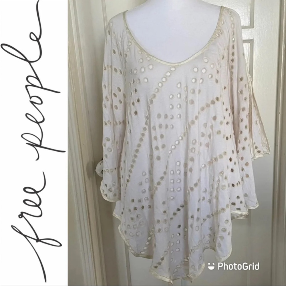 Free People Dot to Dot Flowy Eyelet Top
